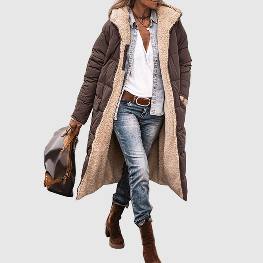 Marcellina - cappotto reversibile con cappuccio da donna