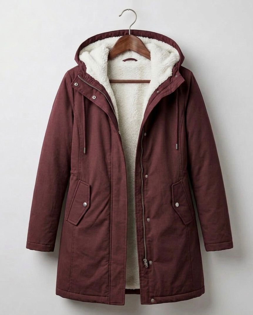 Filippa - parka con cappuccio foderato da donna, colore rosso, vista 2