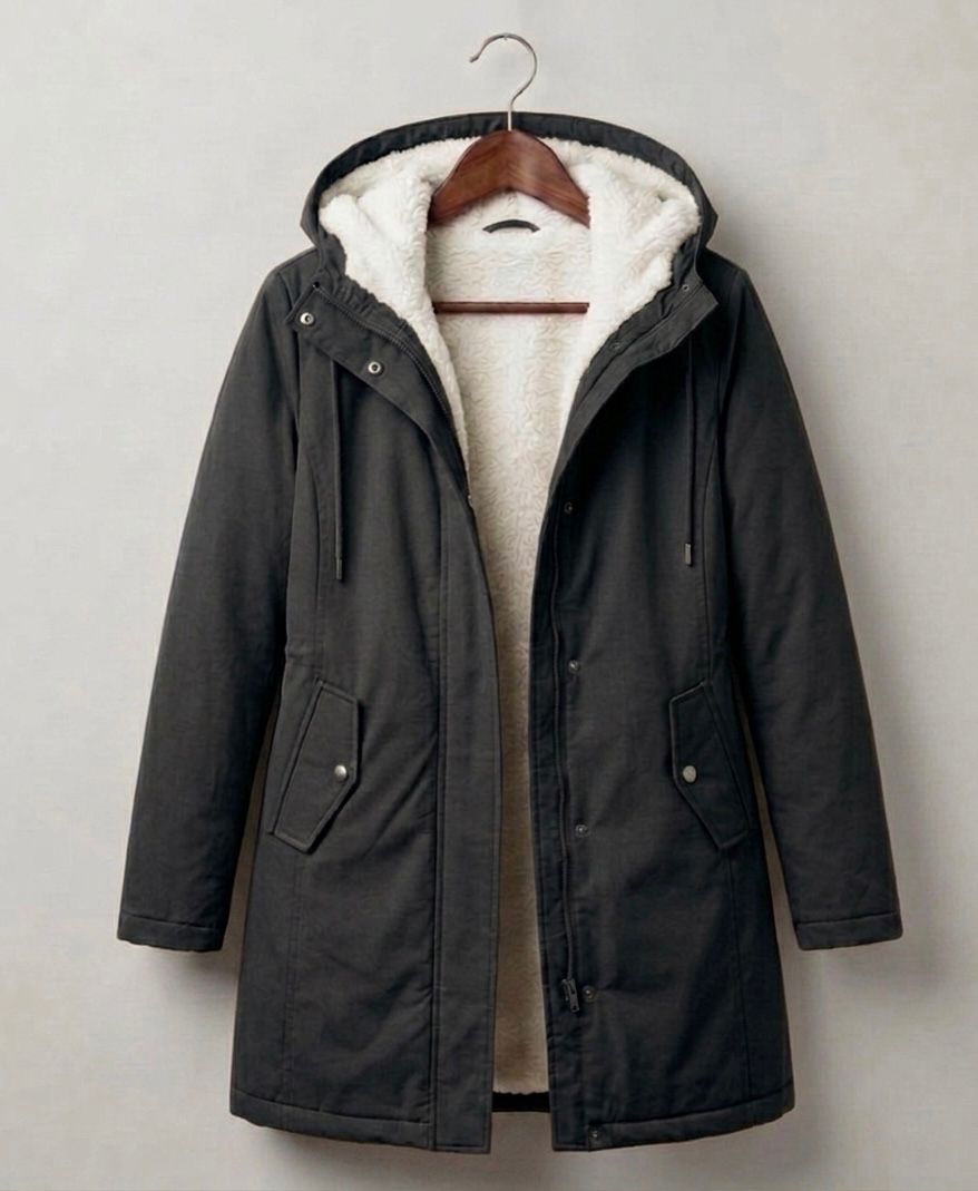 Filippa - parka con cappuccio foderato da donna, colore nero, vista 2