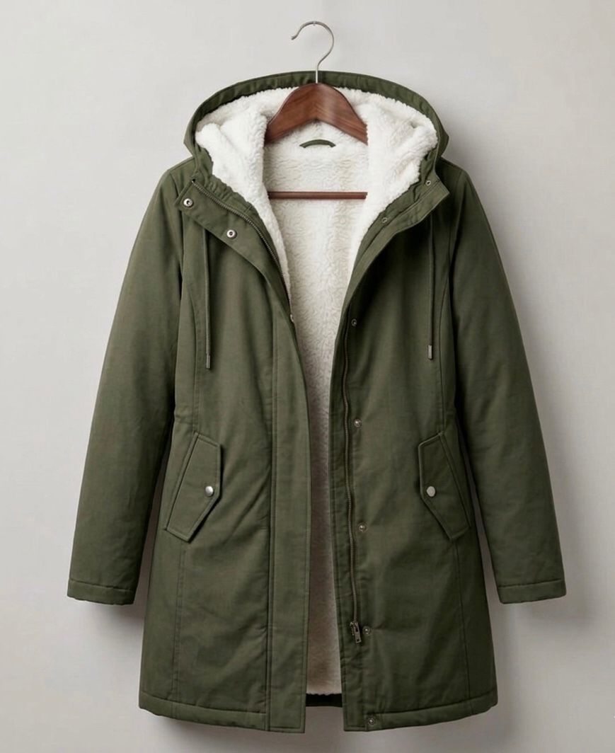Filippa - parka con cappuccio foderato da donna, colore verde, vista 2