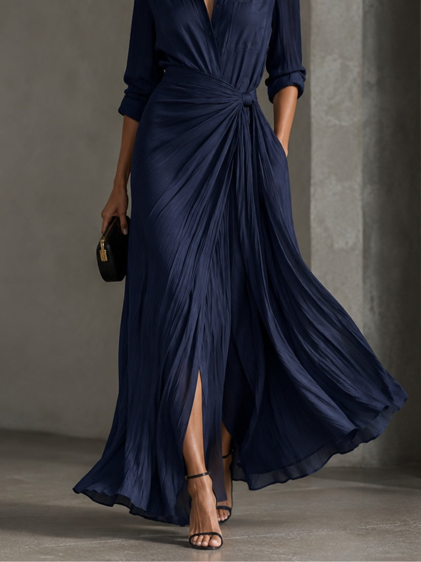 Gabriella | Abito Chemisier Lungo Blu Navy