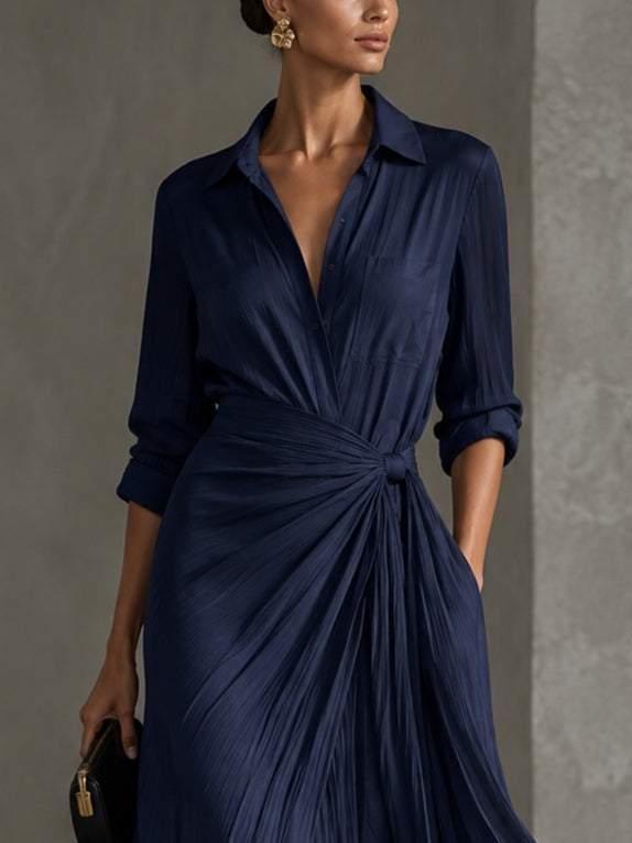 Gabriella | Abito Chemisier Lungo Blu Navy