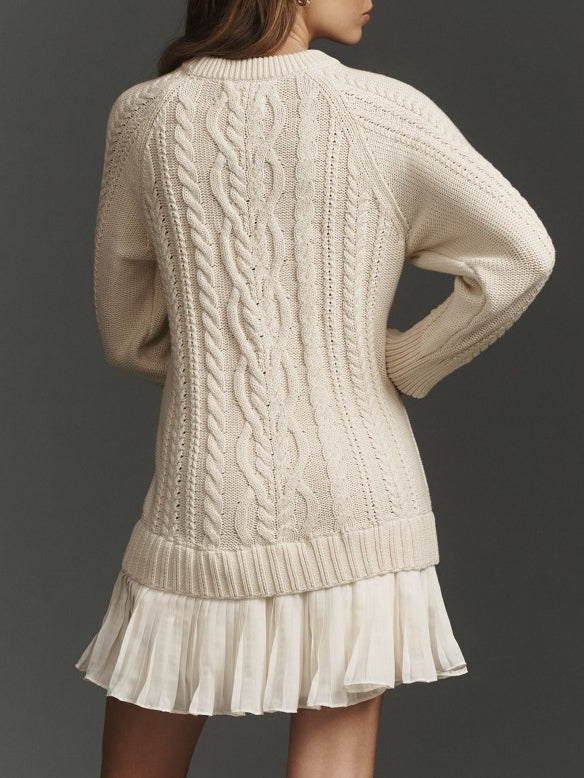 Morena - maglione a trecce da donna, colore avorio, vista 4