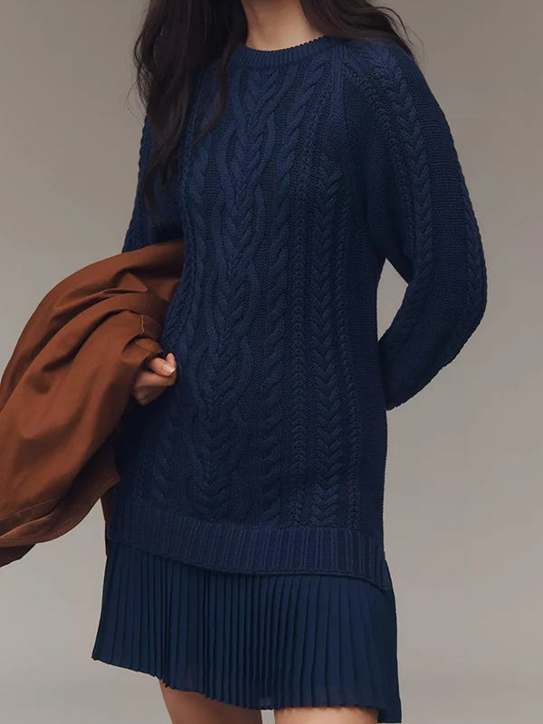 Morena - maglione a trecce da donna, colore blu navy
