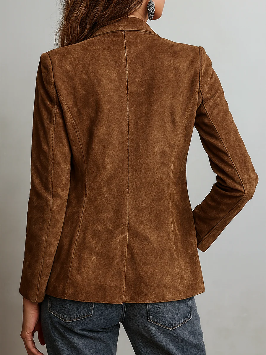 Bettina | Blazer Vintage Effetto Scamosciato Marrone - Nora Valtieri