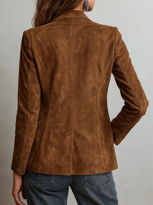 Bettina | Blazer Vintage Effetto Scamosciato Marrone - Nora Valtieri
