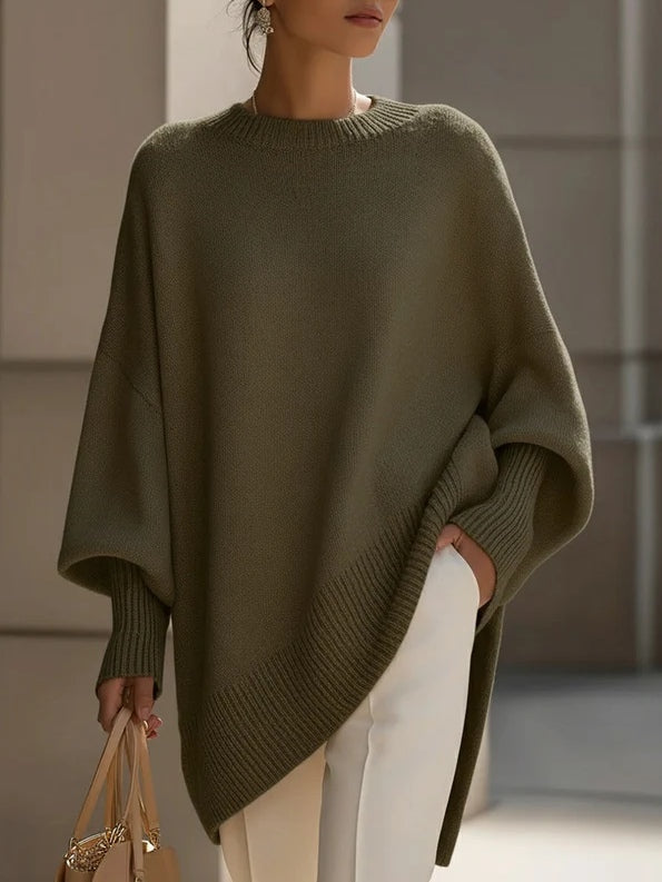 Gioconda - maglione oversize morbido da donna, colore verde scuro
