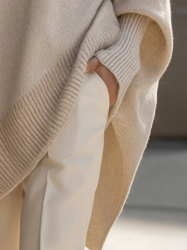 Gioconda - maglione oversize morbido da donna, colore beige, vista 4