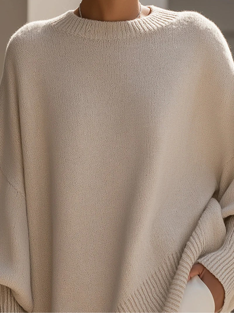 Gioconda - maglione oversize morbido da donna, colore beige, vista 3