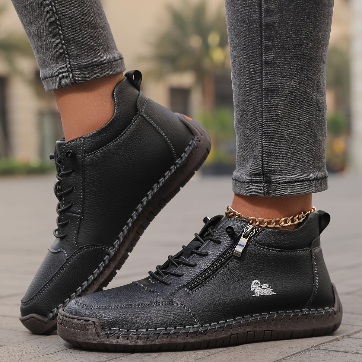 Mafalda - Sneakers comfort con zip Nero