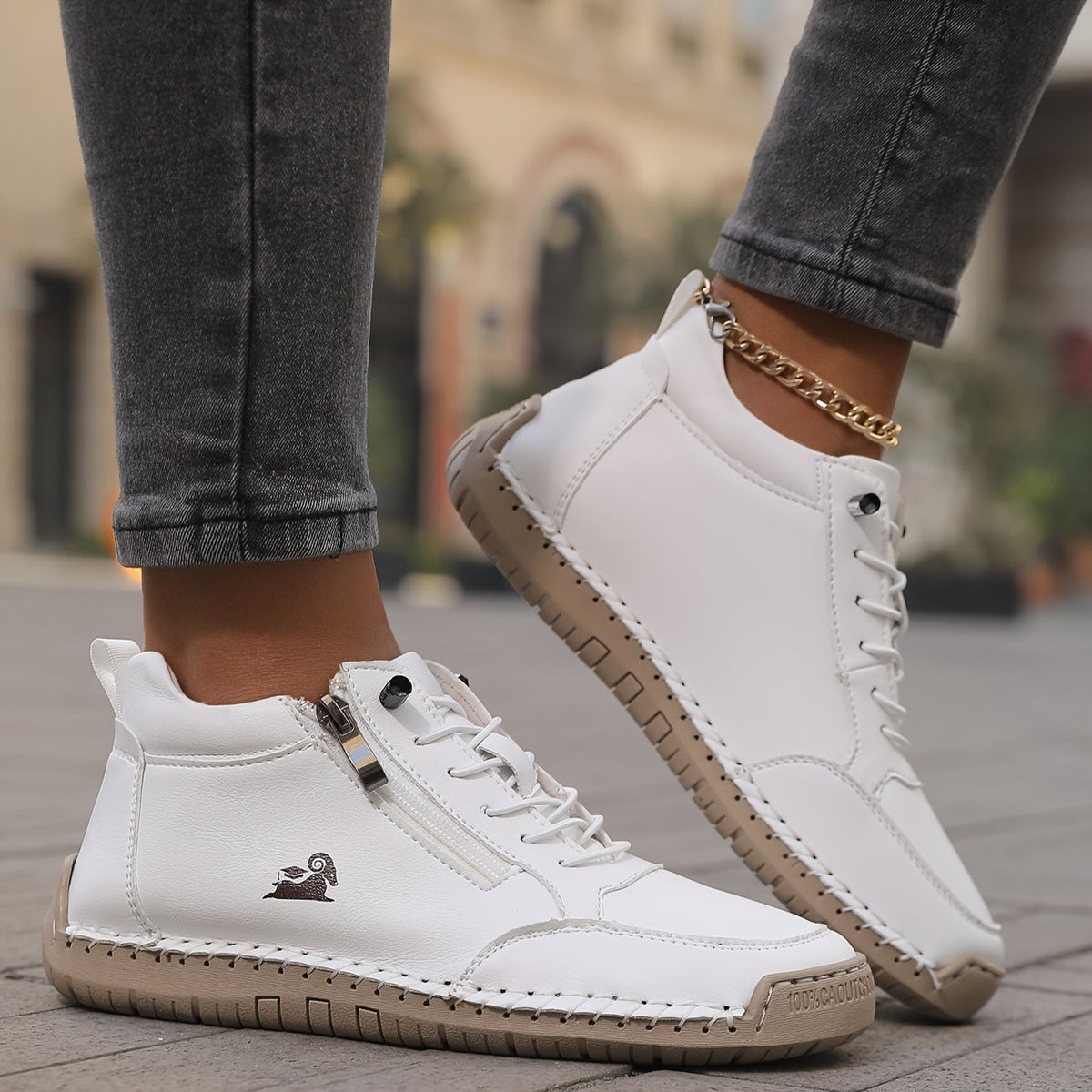 Mafalda - Sneakers comfort con zip Bianco