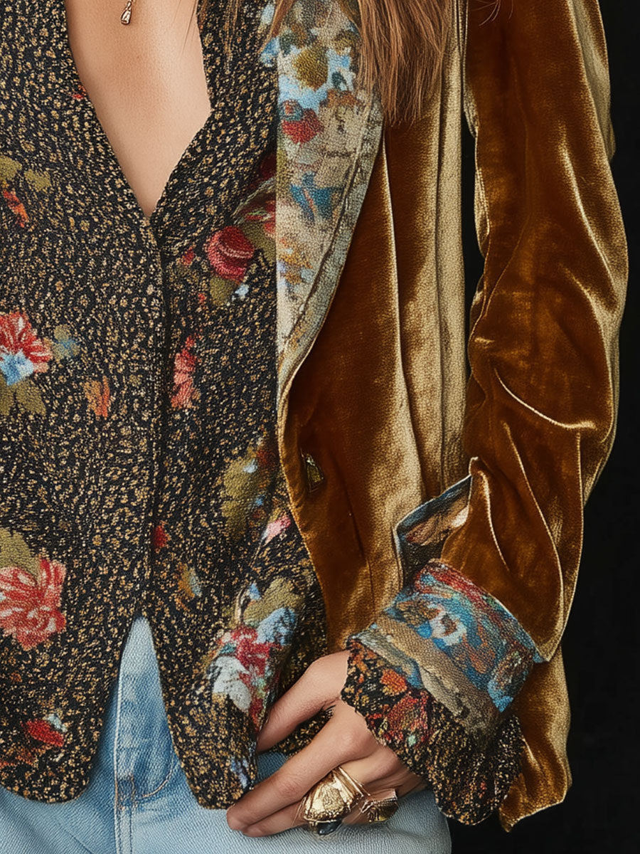 Lucilla | Blazer in Velluto con Patchwork Floreale - Nora Valtieri