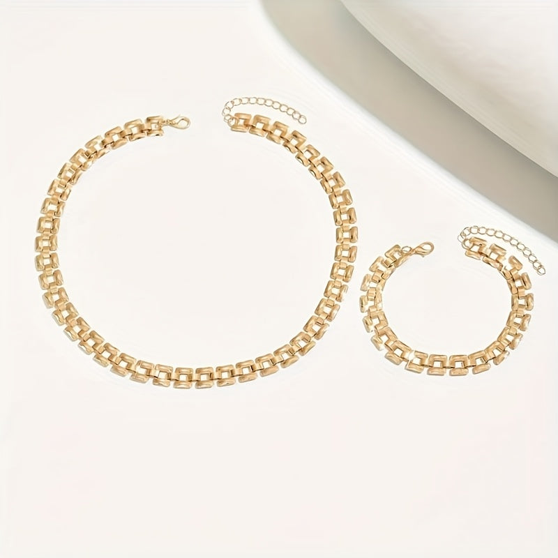 Irene | Set Collana e Bracciale Maglia Quadrata