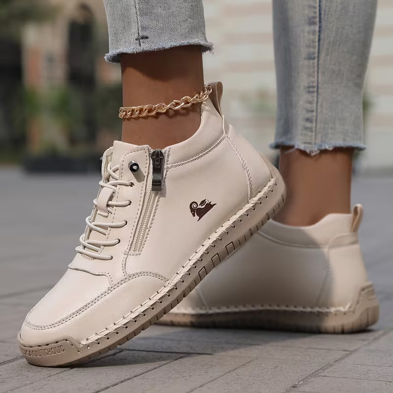 Mafalda - Sneakers comfort con zip Crema