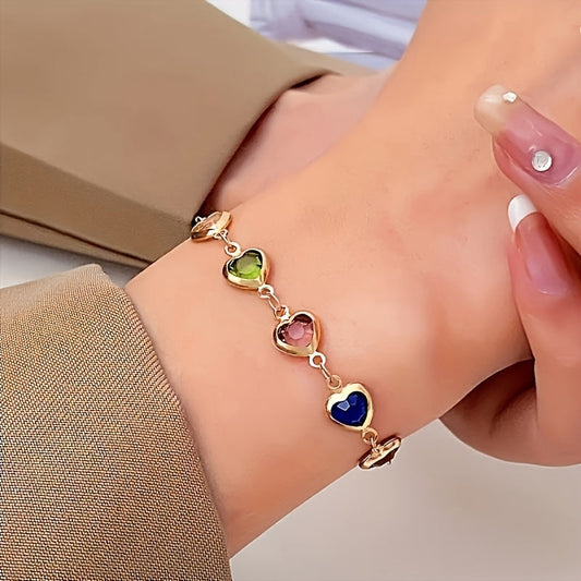 Tiziana | Bracciale Dorato Cuori Multicolore