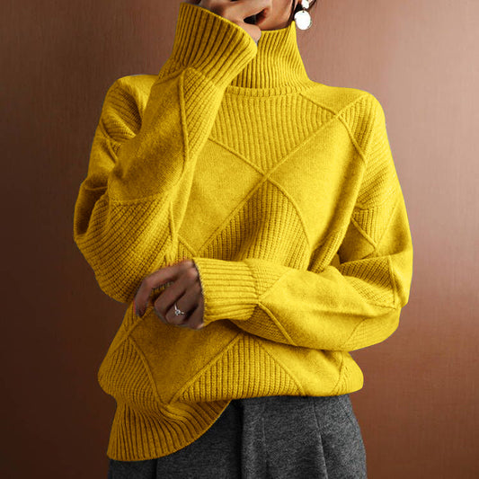 Ottilia - maglione ampio a rombi da donna, colore giallo
