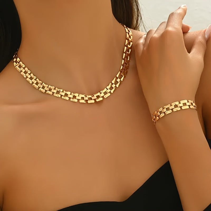 Irene | Set Collana e Bracciale Maglia Quadrata
