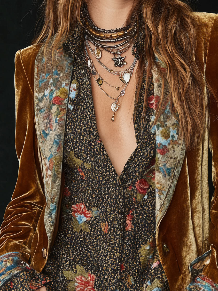 Lucilla | Blazer in Velluto con Patchwork Floreale - Nora Valtieri