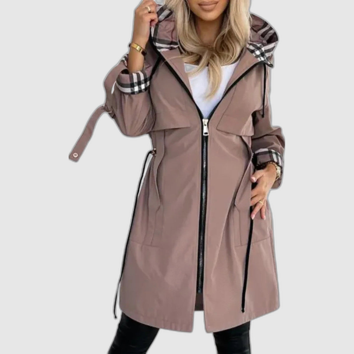Zelinda - cappotto con zip e cappuccio da donna