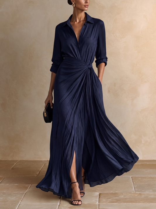 Gabriella | Abito Chemisier Lungo Blu Navy
