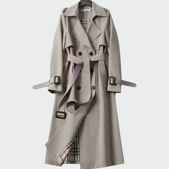 Petra - trench classico con cintura da donna, colore grigio