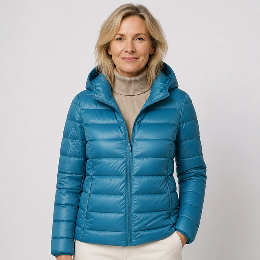 Laura | Giacca Imbottita Leggera con Cappuccio Ottanio - Nora Valtieri