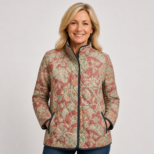 Annamaria | Giacca Trapuntata Floreale Vintage Rosa - Nora Valtieri