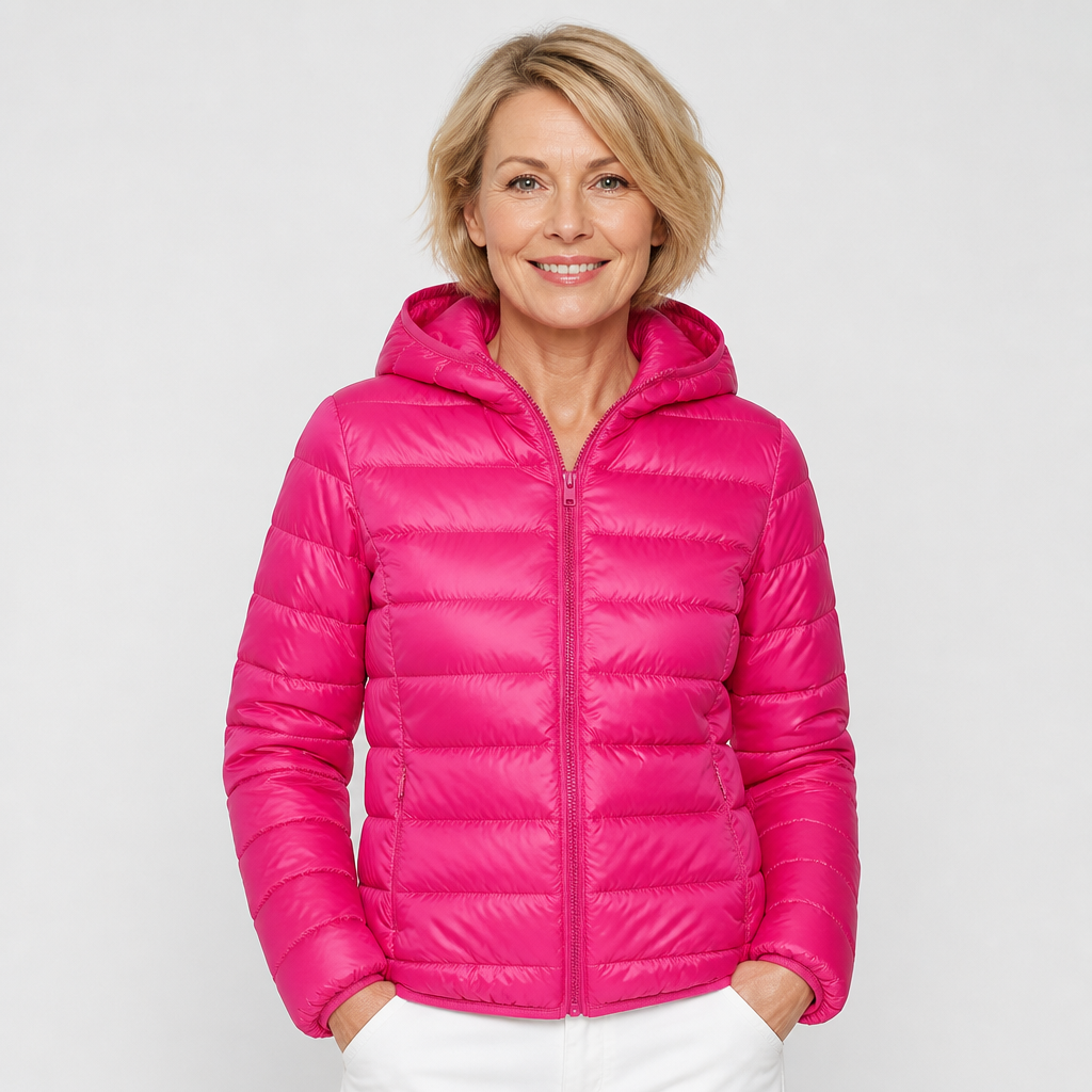 Ines | Giacca Imbottita Leggera con Cappuccio Fucsia - Nora Valtieri