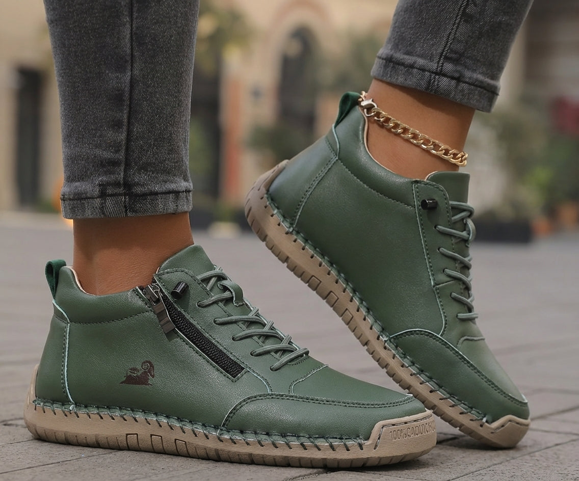 Mafalda - Sneakers comfort con zip Verde Bosco
