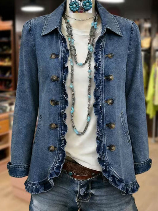 Federica | Giacca Blu Medio con Rouches