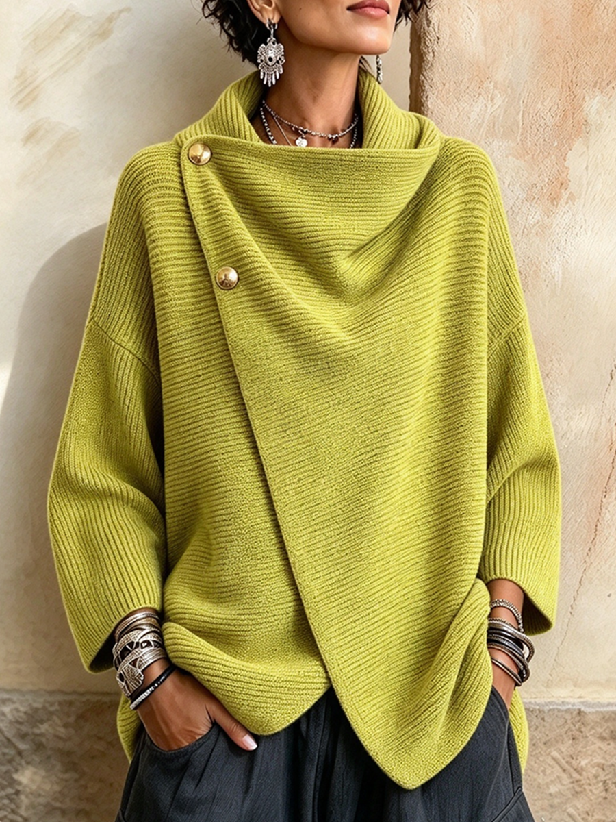 Penelope - maglione asimmetrico in maglia da donna, vista 3