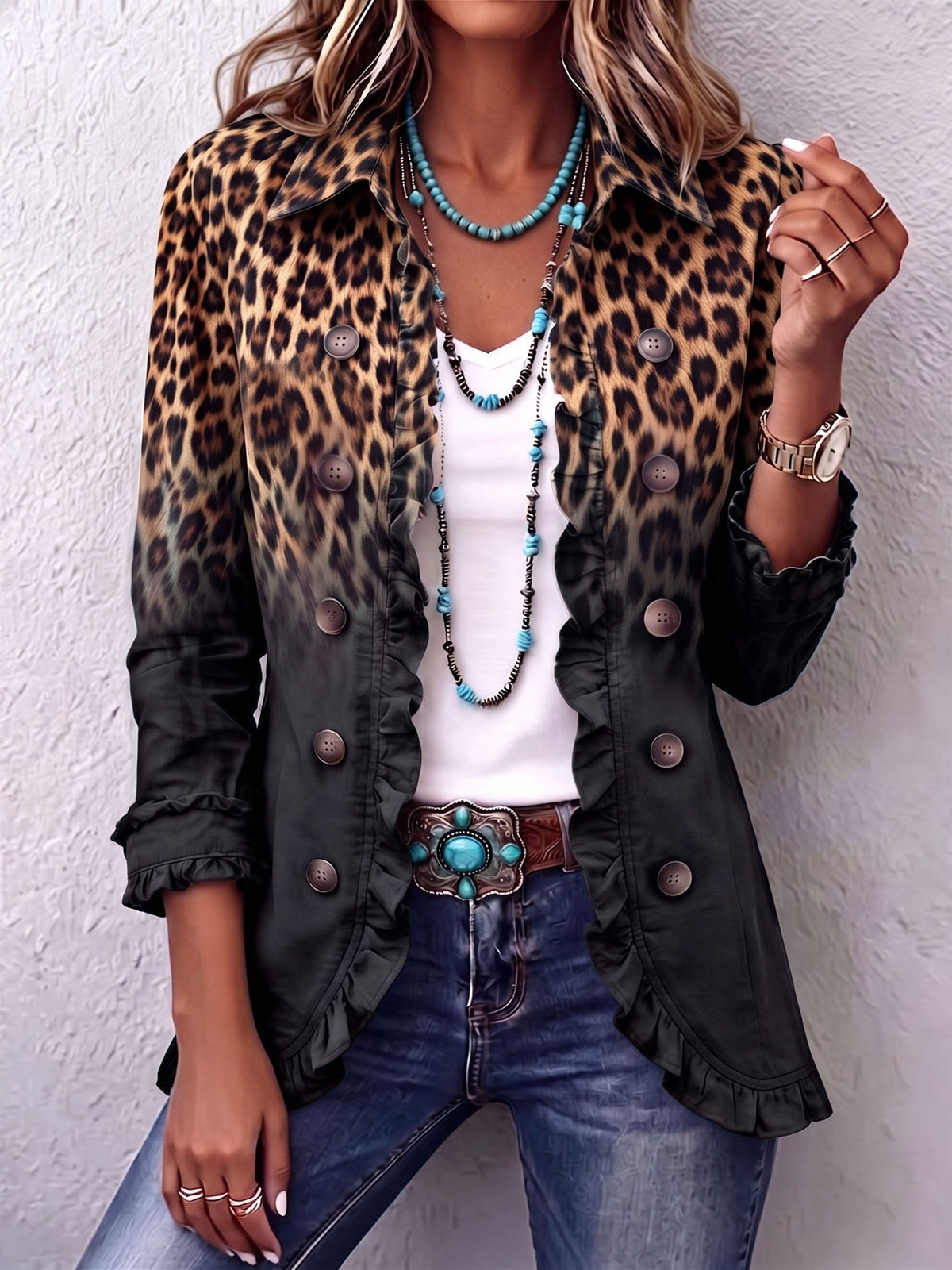 Valentina | Giacca Leopardata Sfumata Antracite