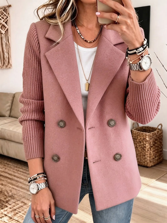 Mariella - Blazer doppiopetto con maniche in maglia Rosa