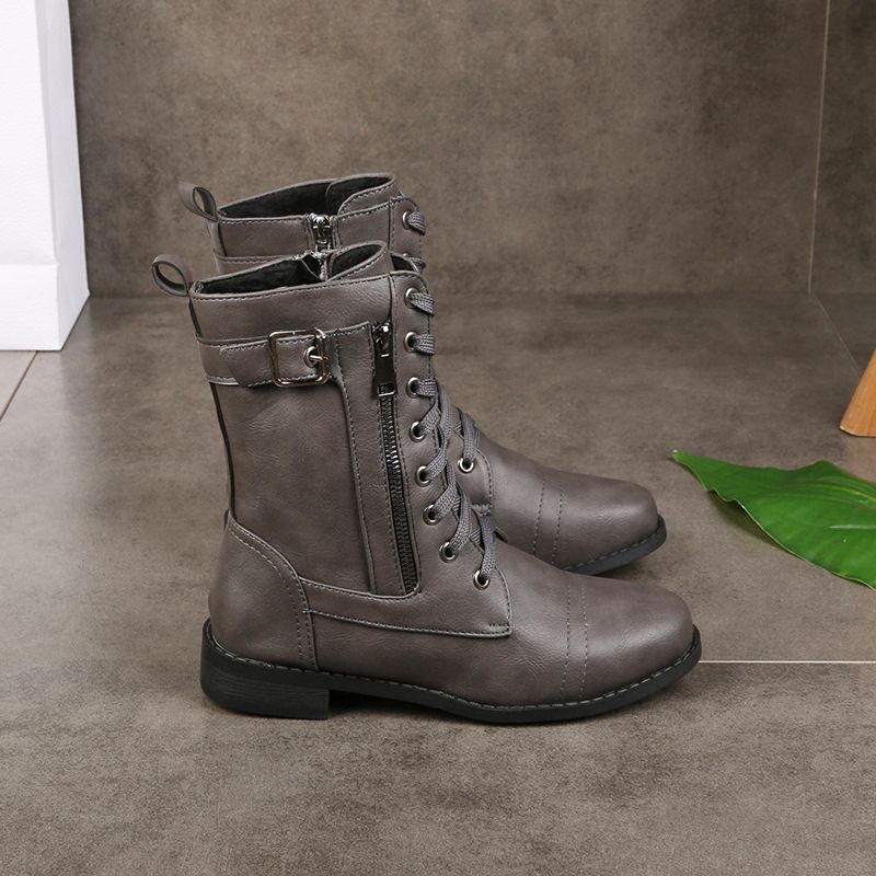Edvige - Stivaletti Stringati con Zip Grigio
