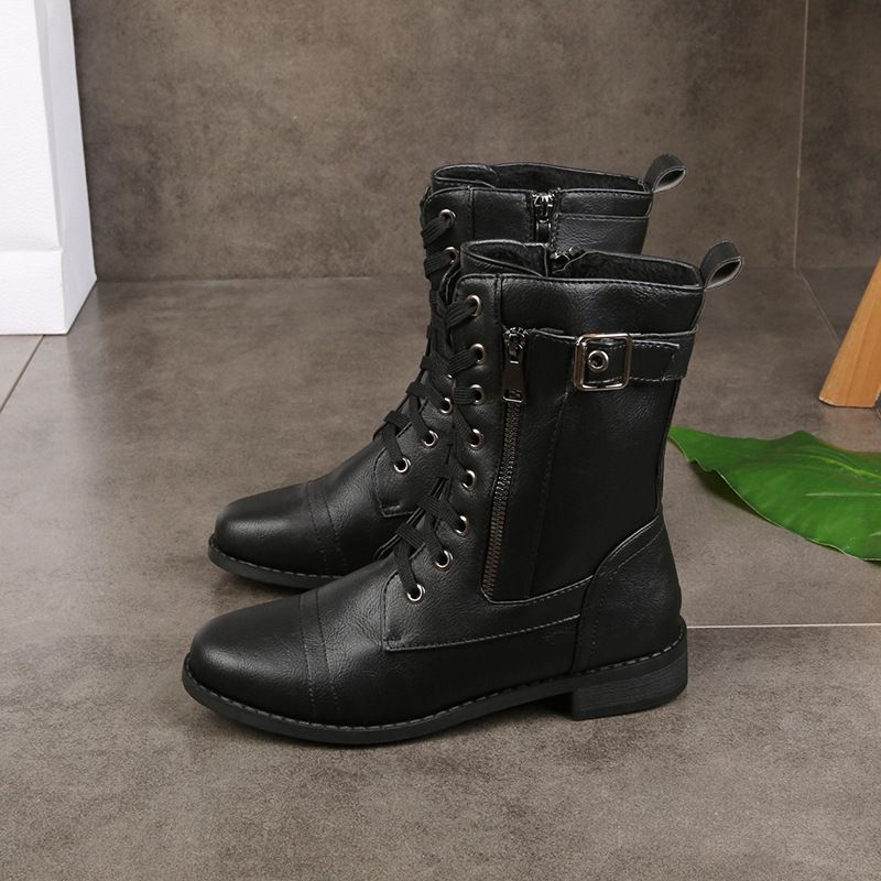 Edvige - Stivaletti Stringati con Zip Nero